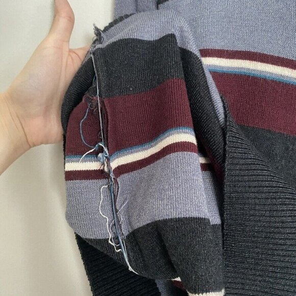 Vintage Kin Don Sweater 1/4 Zip Striped Mock Neck - Picture 6 of 7